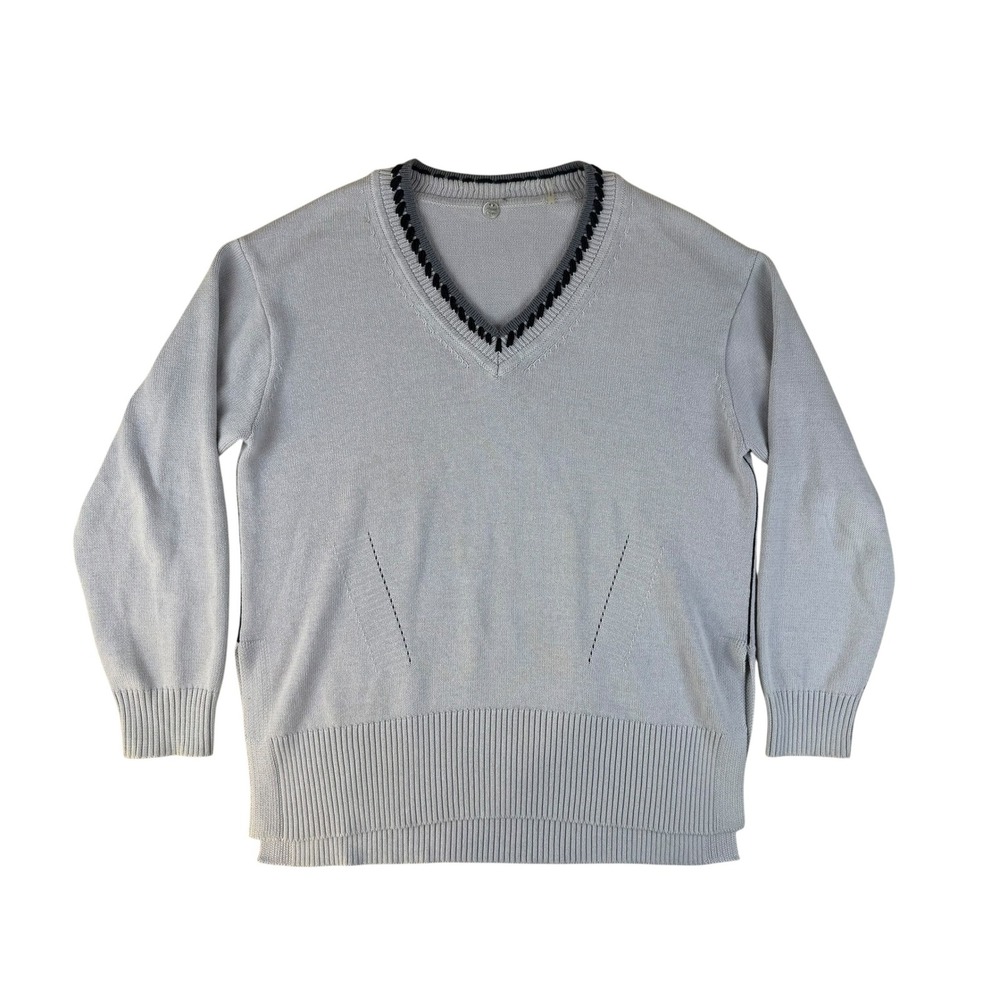 Margaret O'Leary Small V-Neck Sweater Organic Cotton‎ Whipstitch Detail